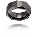 Ceramic Faceted Black Ring (8 mm)