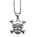 Sterling Silver CZ Skull and Cross Bones Necklace