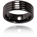 Ceramic Ridged Black Polished Ring (8 mm)