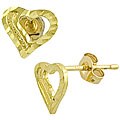 14k Yellow Gold Heart Post Earrings