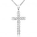 14k Gold 1/2ct TDW Round Diamond Cross Necklace (G-H, I1-I2)