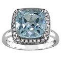 14k Gold Blue Topaz and 1/10ct TDW Diamond Ring