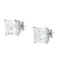 Sterling Silver 7mm Square Cubic Zirconia Stud Earrings