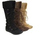 Glaze by Adi Women's Ultrasuede Plush Trim Lace-up Knee- High Boots