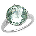 Sterling Silver Genuine Green Amethyst Solitaire Ring