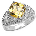 Sterling Silver Genuine Citrine and White Topaz Ring