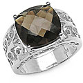 Sterling Silver Genuine Smokey Quartz Filigree Ring