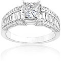 Platinum 2 1/3ct TDW Certified Princess-cut Diamond Engagement Ring (J, VS2) (Size 6.5)