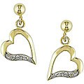 10k Gold Diamond Open Heart Earrings