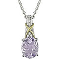 Silver and 10k Gold Rose de France Quartz Necklace