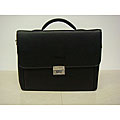 Abbyson Black Leather Travel Briefcase