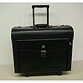 Abbyson Black Leather Pilot Travel Briefcase