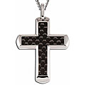 Stainless Steel Black Carbon Fiber Cross Necklace