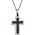 Stainless Steel Black Carbon Fiber Cross Necklace