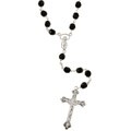 Sterling Silver Jet Black Crystal Rosary Necklace