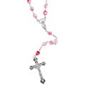 Sterling Silver Rose Pink Crystal Rosary Necklace