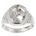 Sterling Silver Men's CZ Lucky Horseshoe Ring (Size 9.5)