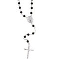 Sterling Silver Black Bead 26-inch Rosary Necklace