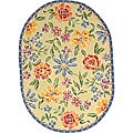 Hand-hooked Mosaic Wool Rug (4'6 x 6'6 Oval)