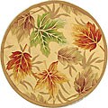 Hand-hooked Foliage Rug (4' Round)