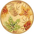 Hand-hooked Foliage Rug (3' Round)