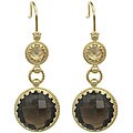 18k Gold Smokey Topaz and Citrine Renaissance Drop Earrings