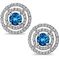 14k White Gold 1ct TDW Blue Color Enhanced Diamond Earrings (VS2)