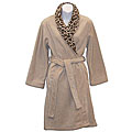Amanda Paige Beige and Leopard Print Fleece Robe
