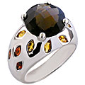 Sterling Silver Smokey Quartz and Citrine Ring