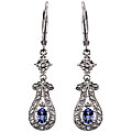 Sterling Silver Tanzanite and 1/10ct TDW Diamond Earrings