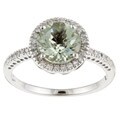 14k Gold Green Amethyst and 1/5ct TDW Diamond Ring
