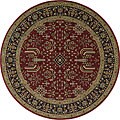 Machine-made Red/ Navy Modern Living Rug (5'6 Round)