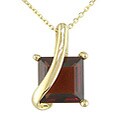 10k Yellow Gold Square Garnet Necklace