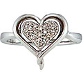Sterling Silver 1/6ct TDW Diamond Heart Ring
