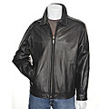 Izod Men's Big and Tall Black Lamb Leather Jacket