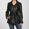Izod Women's Belted Trench-style Leather Jacket