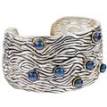Meredith Leigh Sterling Silver and 14k Gold Black Pearl Cuff Bracelet (6 mm)
