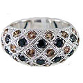 Sterling Silver 2ct TDW Champagne and Black Diamond Ring (Size 7)