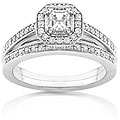 14k Gold 5/8ct TDW Asscher Diamond Bridal Ring Set