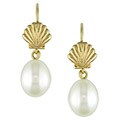 10k Yellow Gold Pearl Hook Earrings (6-7 mm)