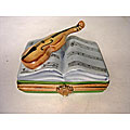 Limoges Book with Violin Keepsake Box