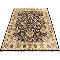 Indo Mahal Black/ Beige Wool Rug (9' x 12')
