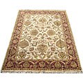 Indo Mahal Ivory/ Red Rug Wool Rug (9' x 12')