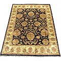 Indo Mahal Black/ Beige Wool Rug (9' x 12')