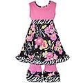 AnnLoren Girls Floral and Zebra Print Dress and Capri Outfit