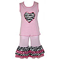 AnnLoren Girl's Pink Zebra Cha Cha Capri Outfit