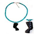 Turquoise and Carved Onyx Pendant Necklace