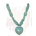 Sterling Silver Amazonite Large Heart Necklace