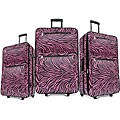 Pink Zebra print 3-piece Luggage Set