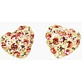 14k Yellow Gold White and Pink Crystal Heart Earrings
